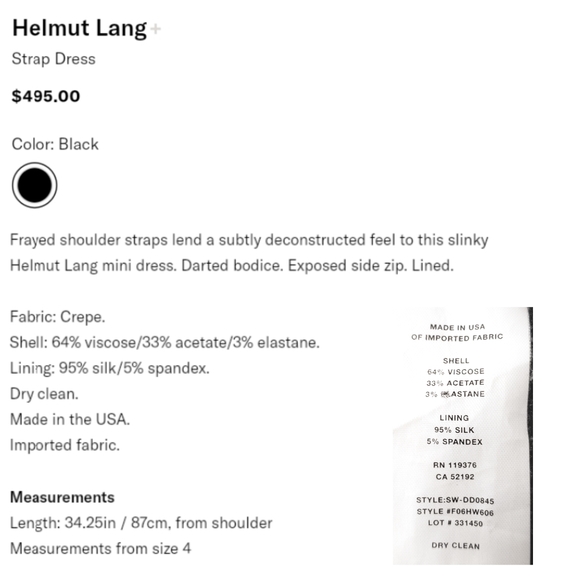 Helmut Lang Little Black Mini Dress XS 0 LBD - Picture 6 of 7